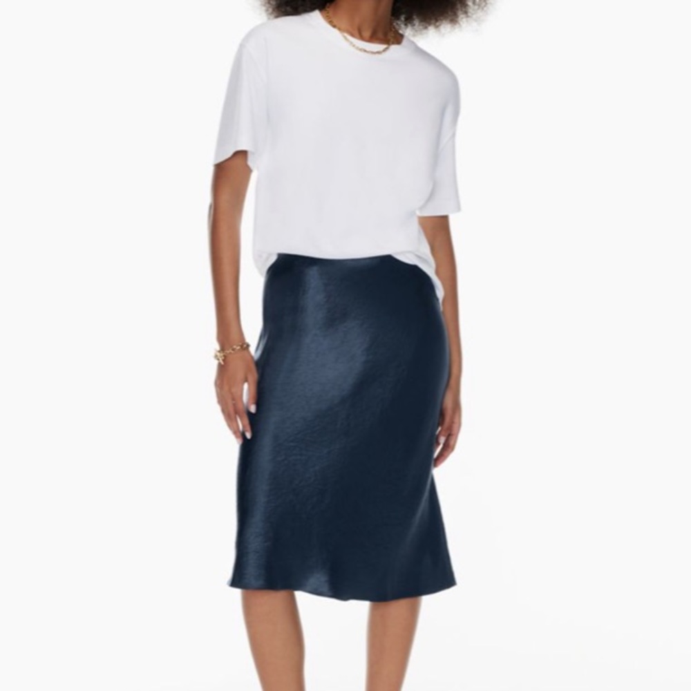 Babaton Navy Midi Slip Skirt